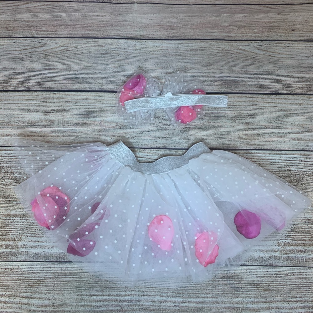 SOLD// Baby Girl Floral Headband Matching Tutu Set - Picture 2 of 2